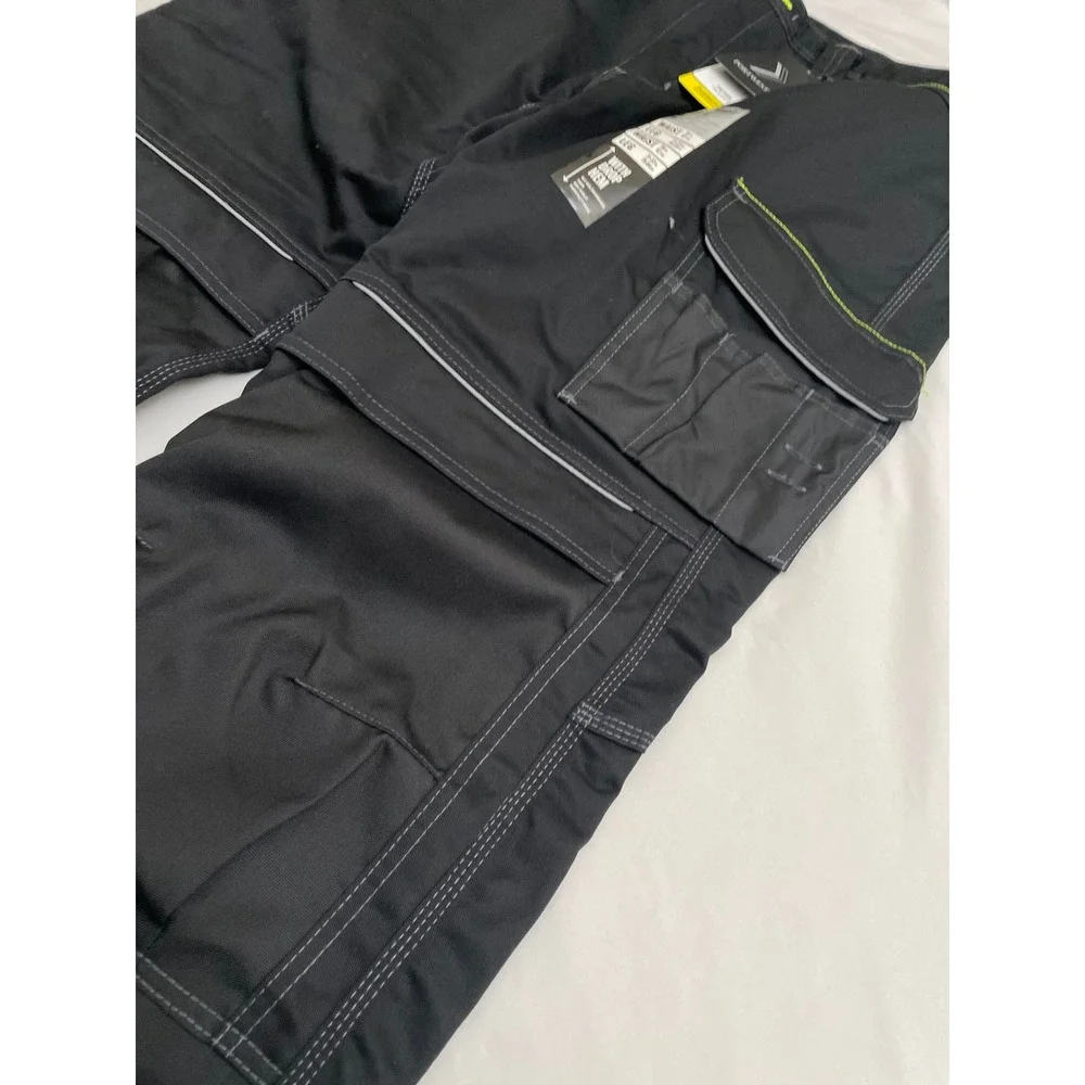 NEW Portwest PW3 Work Trouser Mens 36 Black T601 Cargo Utility Drop Hem Pants